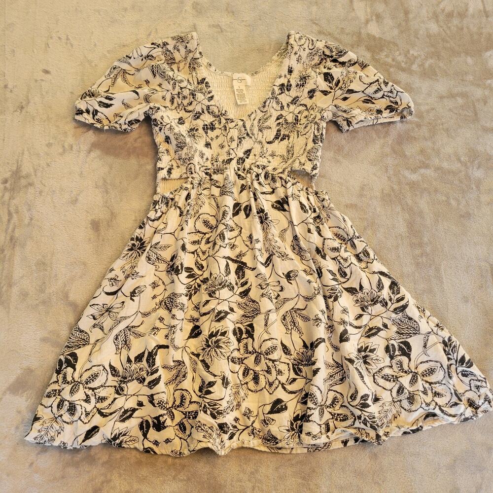 Women's Floral Print Dress Size S Keyholes Summer Banded Bodice Cottagecore Y2K